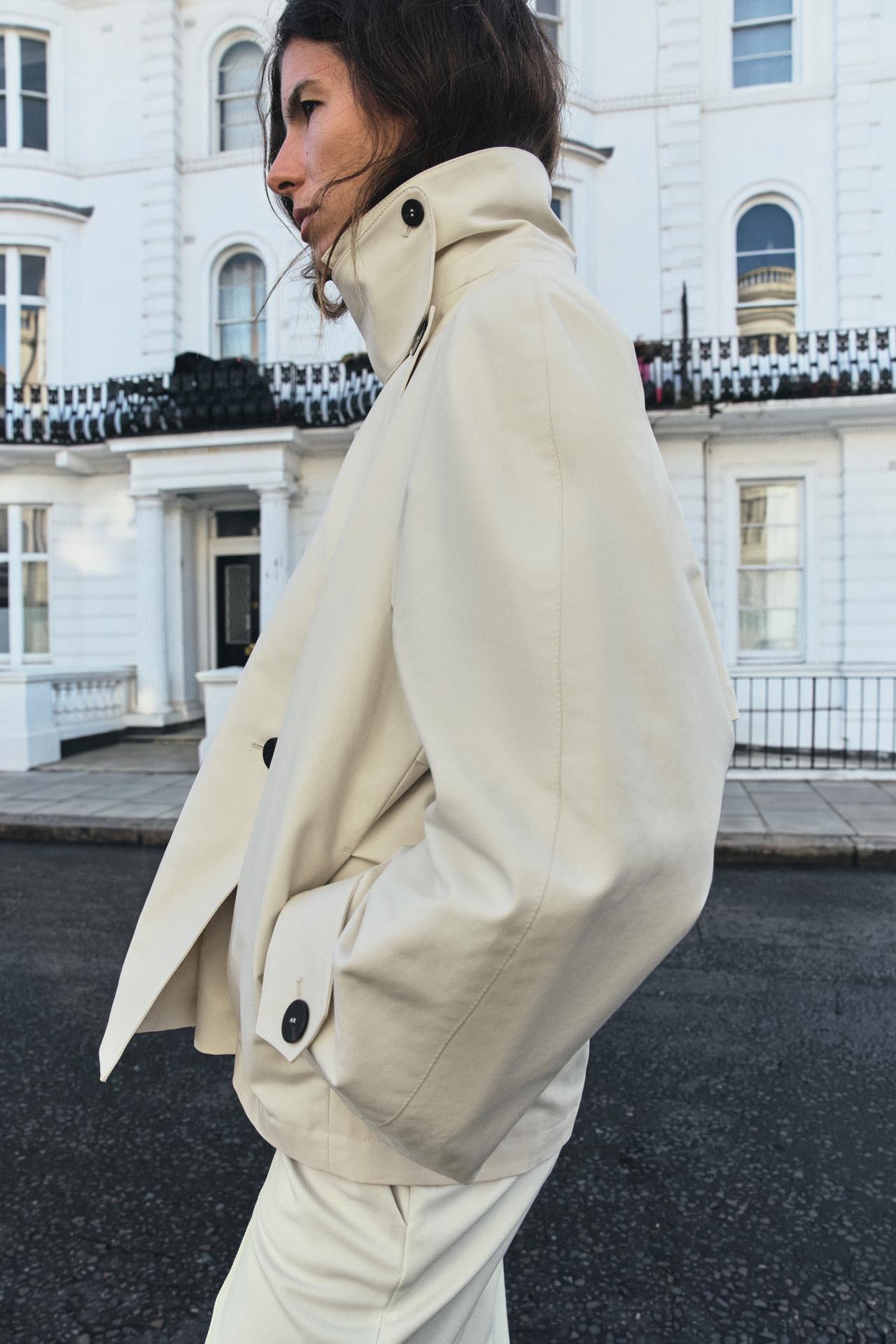 ZW COLLECTION SHORT TRENCH COAT — Bone