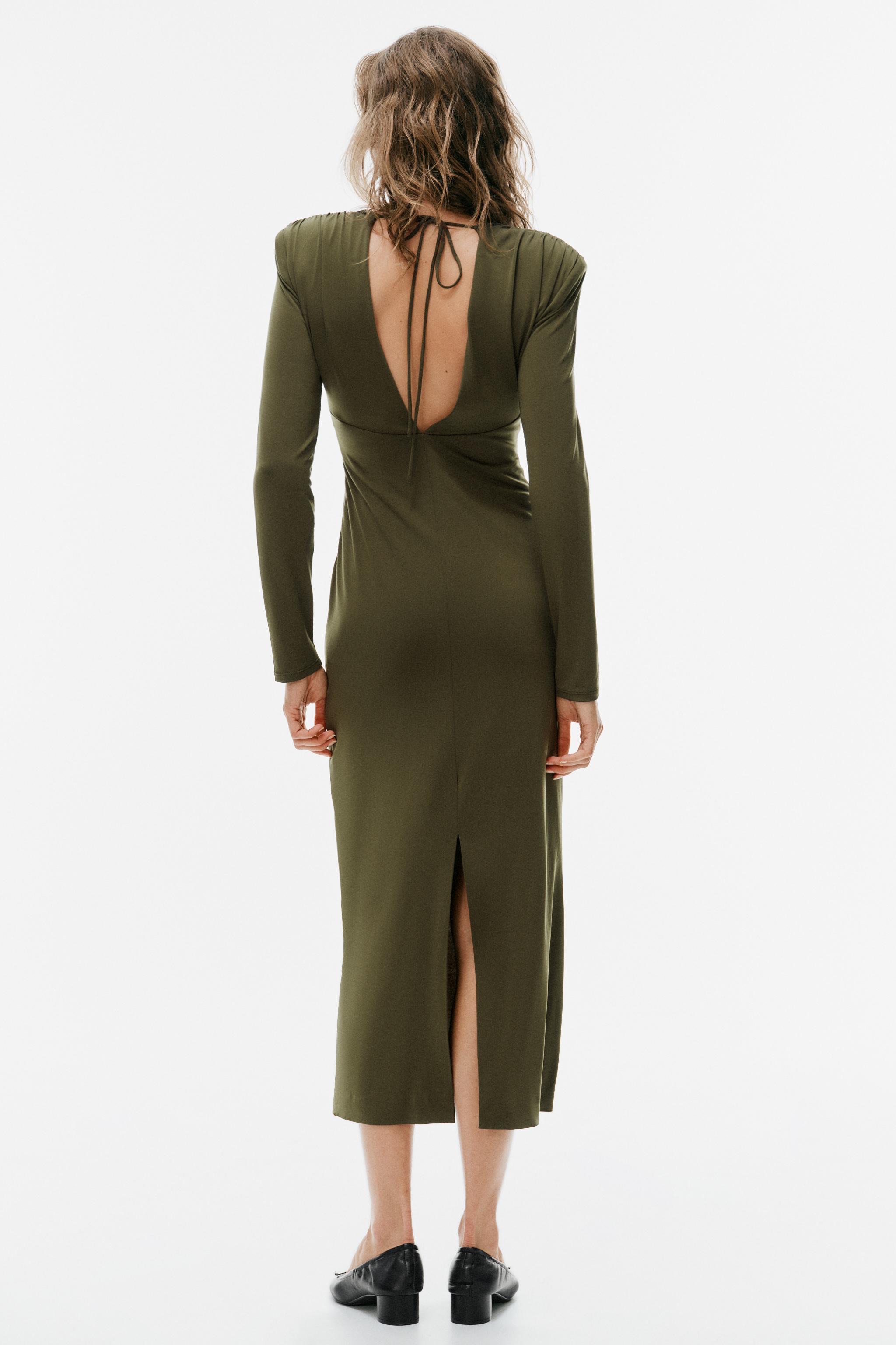 SHOULDER PAD MIDI DRESS