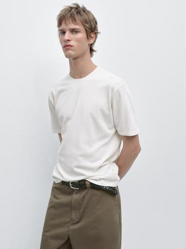 100% cotton short sleeve round neck T-shirt — Ecru 2
