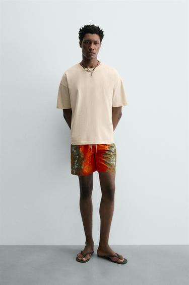 BAÑADOR LARGO ESTAMPADO FLORAL - Coral de Zara - Imagen 0