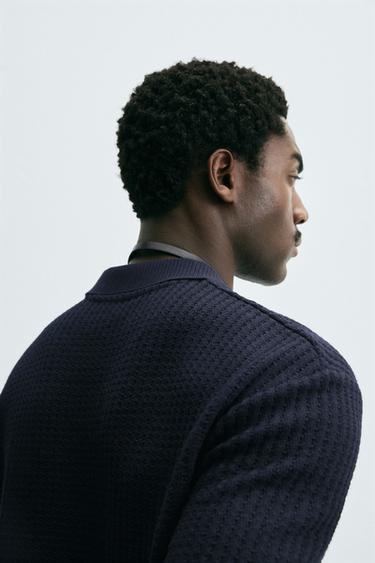 TEXTURED POLO SHIRT - Navy blue by Zara - Image 4