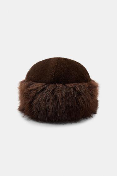 GORRO EFECTO PELO VUELTA - Marrón de Zara