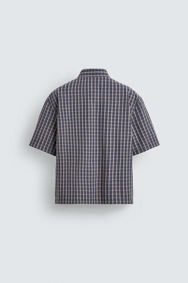 CHEMISE RELAXED FIT À CARREAUX - Bleu de Zara - Image 8