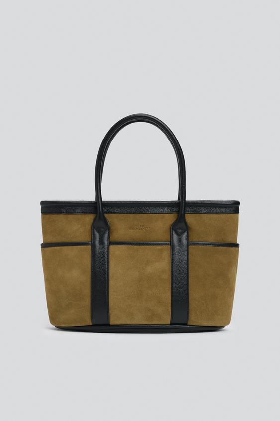 SHOPPER-TASCHE AUS LEDER - Olivgrün von Zara - Bild 0