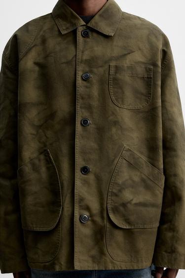 FADED JACKET WITH POCKETS - Brown / Green by Zara - Image 4