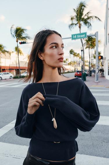 JUMPER KNIT BELT - Navy blue by Zara