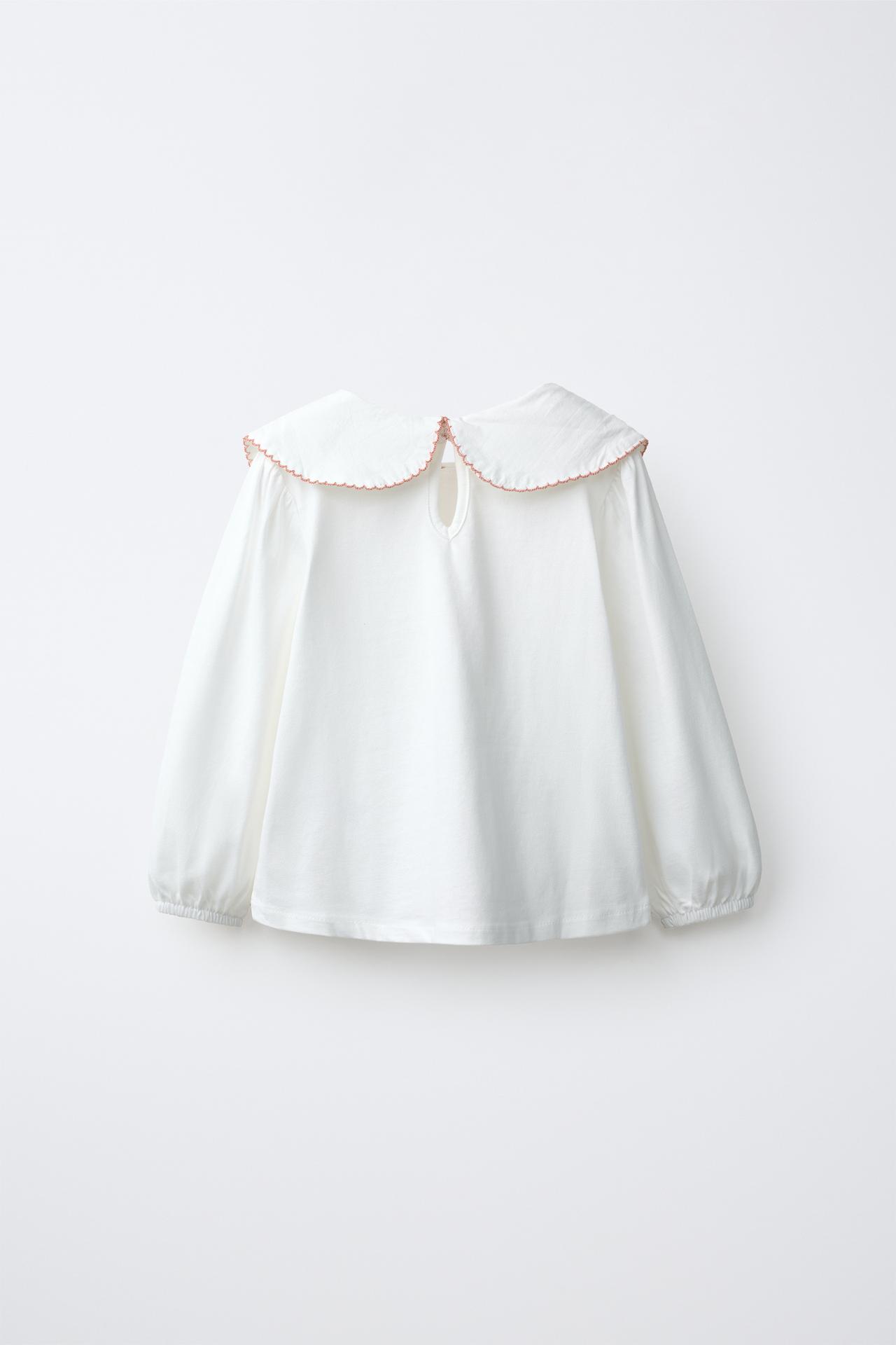 EMBROIDERED FLORAL BLOUSE — Ecru