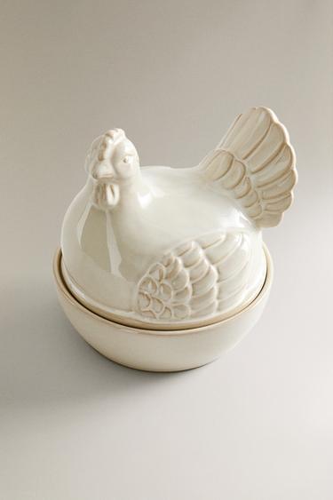 CERAMIC HEN STORAGE JAR - Cream by Zara - Image 1
