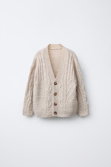 PATCHWORK KNIT CARDIGAN - Ecru by Zara