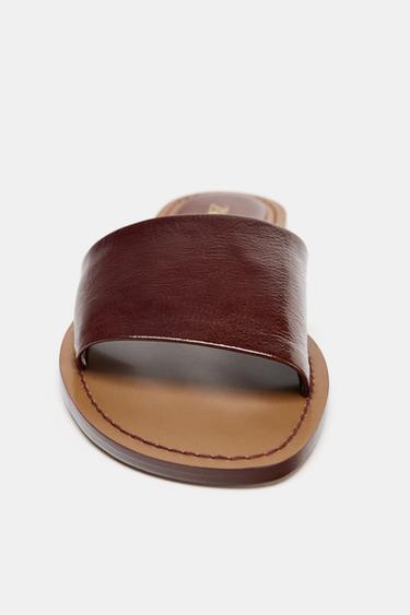 SANDALES EN CUIR SOFT - Marron foncé de Zara - Image 4