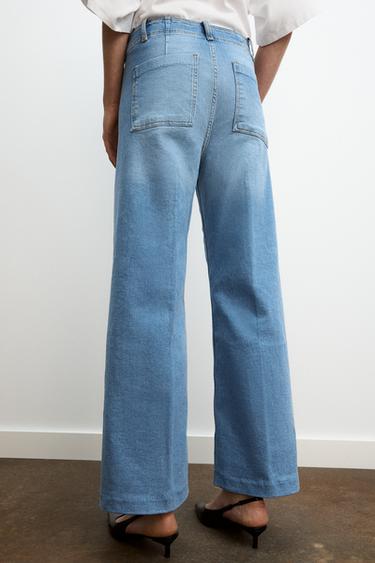 JEANS ZW COLLECTION TAILORED WIDE LEG CINTURA ALTA - Azul-claro da Zara