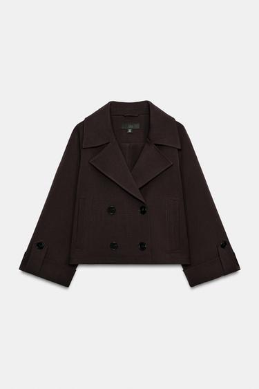 SHORT TRENCH COAT WITH ROLLED-UP SLEEVES - Brown by Zara - Image 5