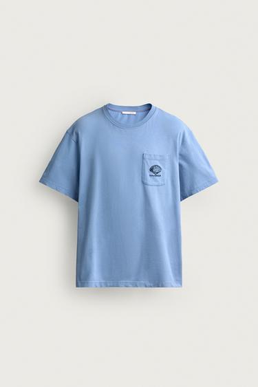CAMISETA RELAXED FIT COMBINADA - Azul claro de Zara
