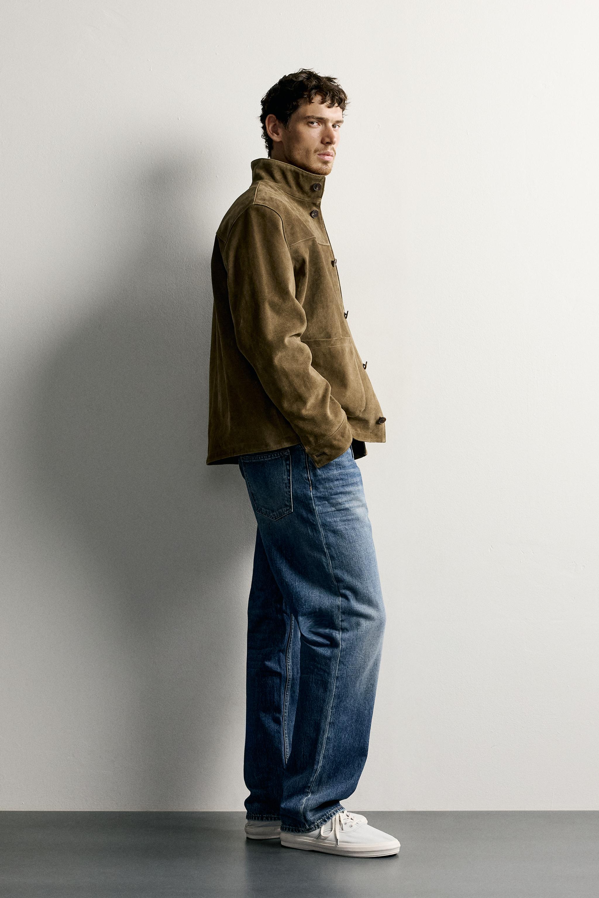 BLOUSON CUIR DAIM REGULAR FIT