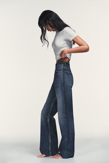 JEAN TRF WIDE LEG TAILLE HAUTE FULL LENGTH - Bleu marine de Zara - Image 3