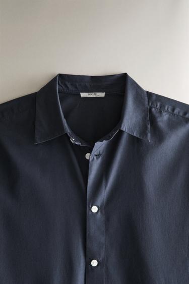 PLAIN COTTON BEACH SHIRT - Mid-blue by Zara - Image 1