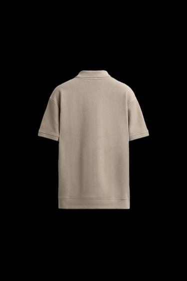 VERTICAL TEXTURED POLO SHIRT - camel by Zara