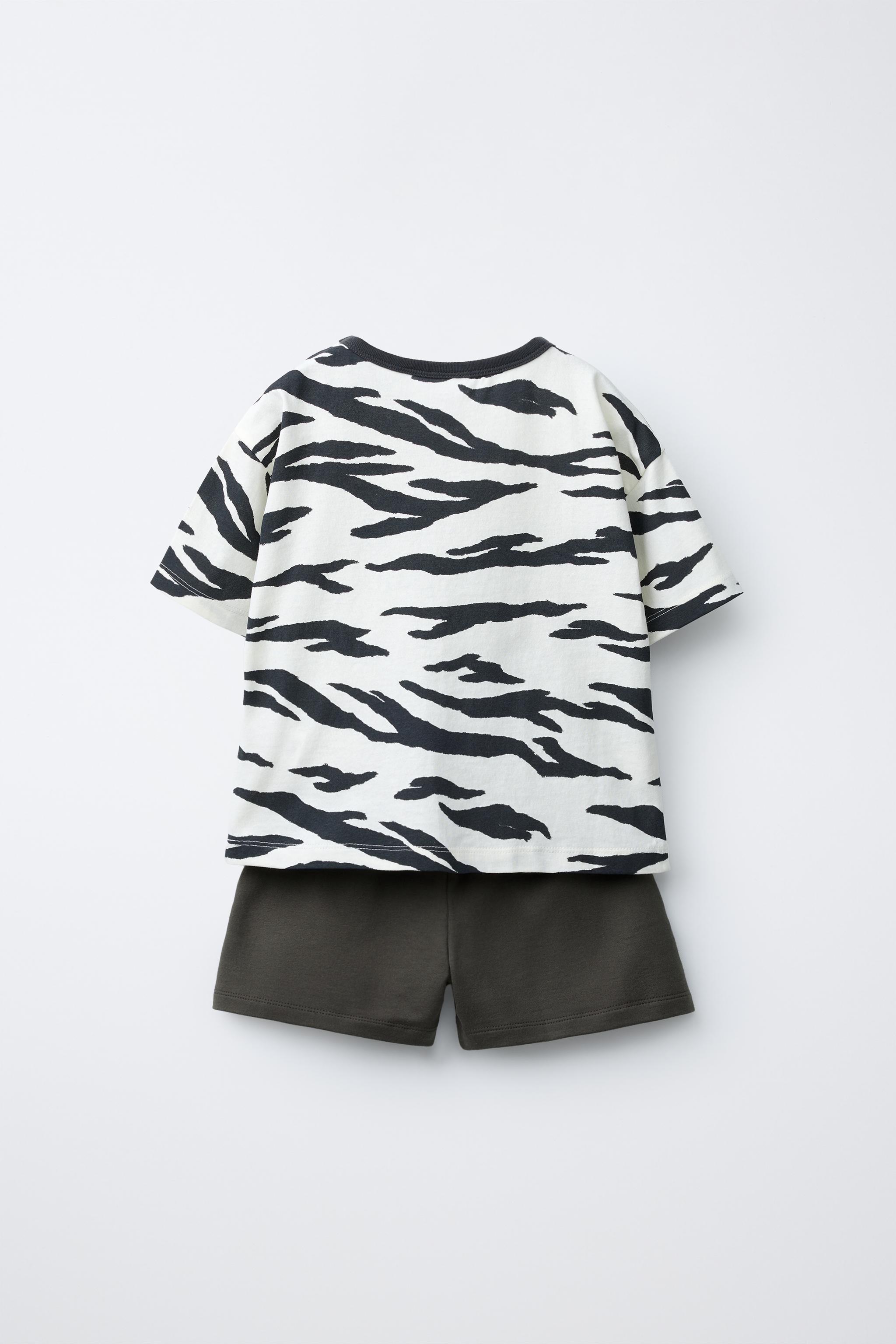 ZEBRA T-SHIRT AND BERMUDA JOGGING SET