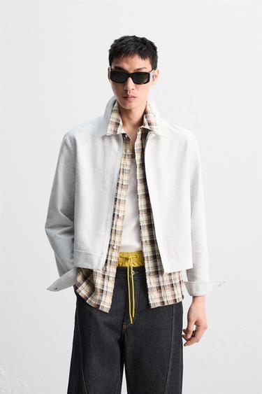 CROPPED FIT JACQUARD JACKET - Light grey by Zara