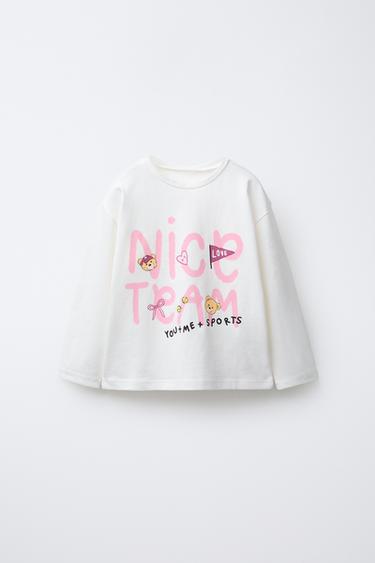 Zara PRINTED T-SHIRT - Oyster-white