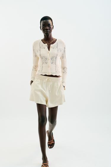 POINTELLE KNIT CARDIGAN - Ecru by Zara