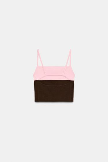 TOP À BRETELLES BIMATIÈRE - Rose de Zara - Image 6