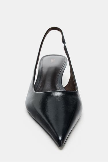 CHAUSSURES À TALONS OUVERTES À L'ARRIÈRE EN CUIR - Noir de Zara - Image 3
