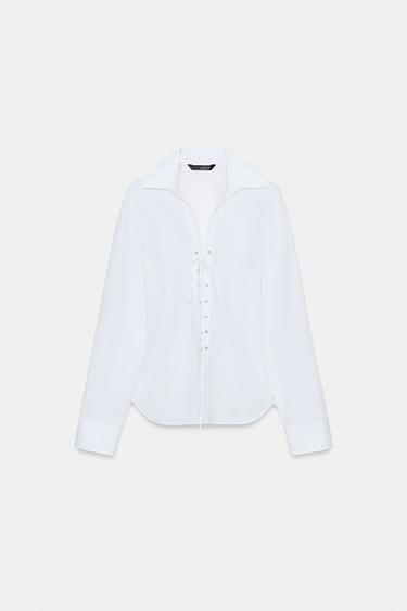 Zara FITTED POPLIN SHIRT - White