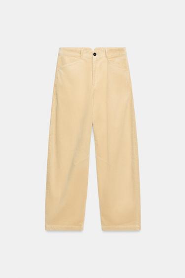 CORDUROY PANTS ZW COLLECTION — Ecru 1