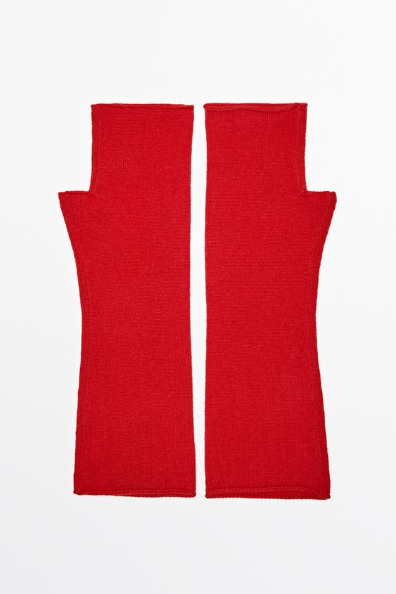 Zara Wool and cashmere knit mittens - Red - Image 0