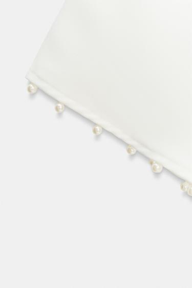 ASYMMETRIC FAUX PEARL TUNIC BLOUSE - Oyster-white by Zara - Image 6