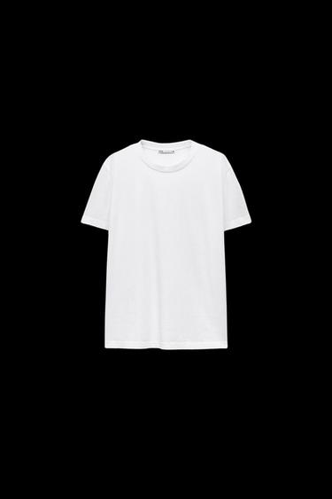 CAMISETA ALGODÓN ACABADO ENZIMÁTICO - Blanco de Zara - Imagen 0