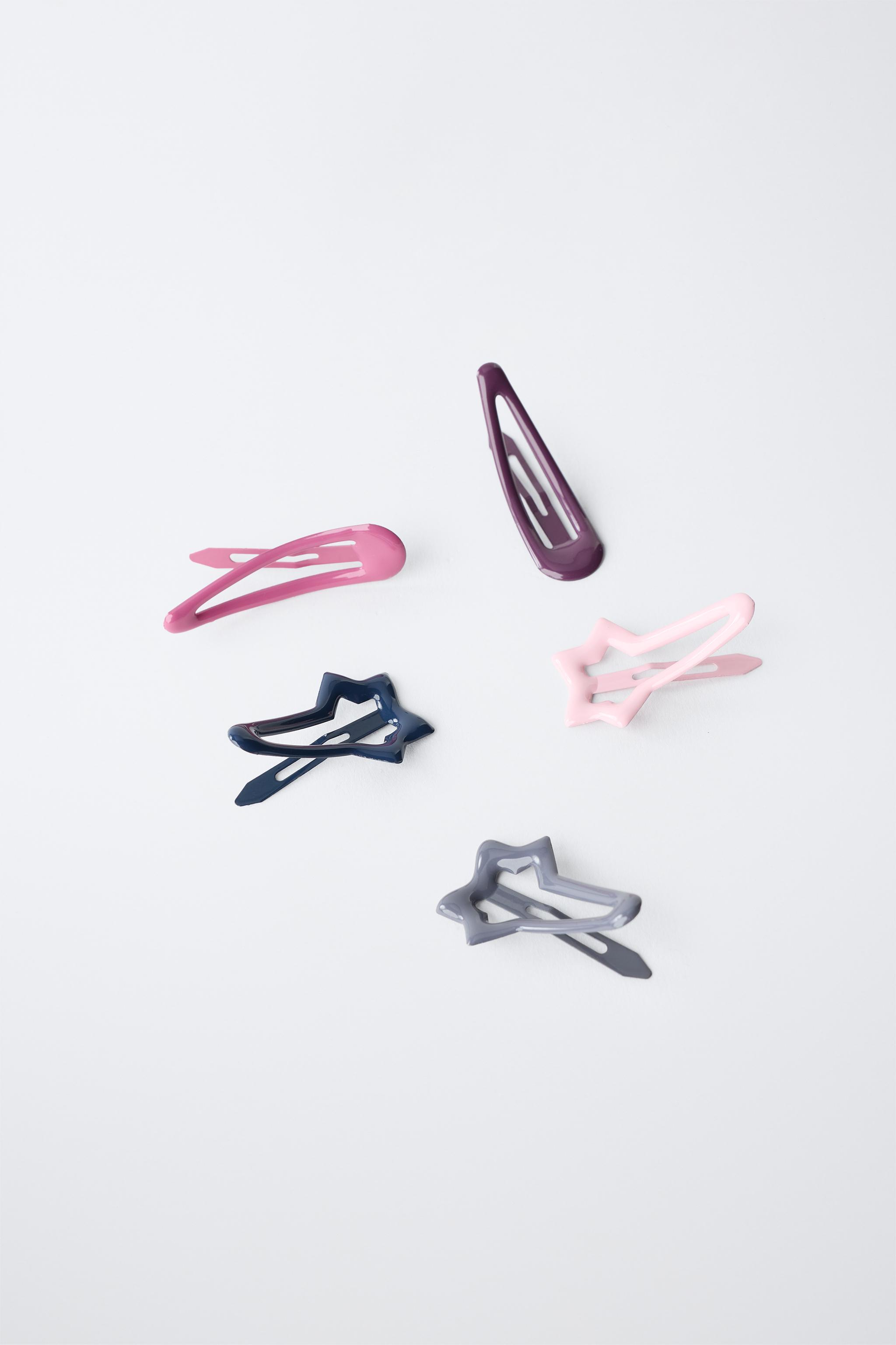 FIVE-PACK OF STAR HAIR CLIPS — Multicolored
