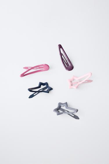 FIVE-PACK OF STAR HAIR CLIPS — Multicolored 2