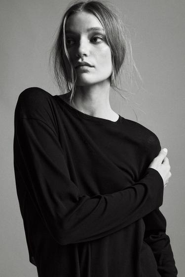 SUPIMA® COTTON OVERSIZED T-SHIRT - Black by Zara - Image 1