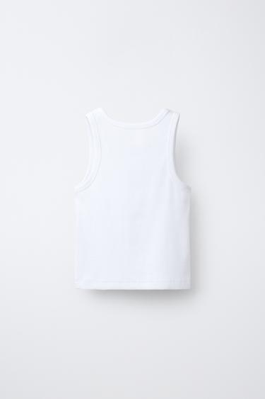 RIBBED RACERBACK T-SHIRT - White by Zara - Image 1