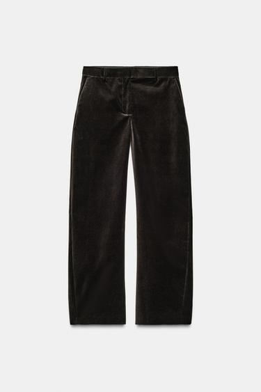 PANTALONS CARROT DE VELLUT ZW COLLECTION - Marró de Zara