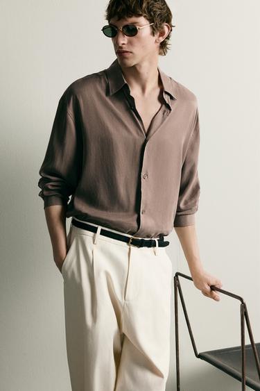 RELAXED FIT FLOWING SHIRT - Taupe grey by Zara