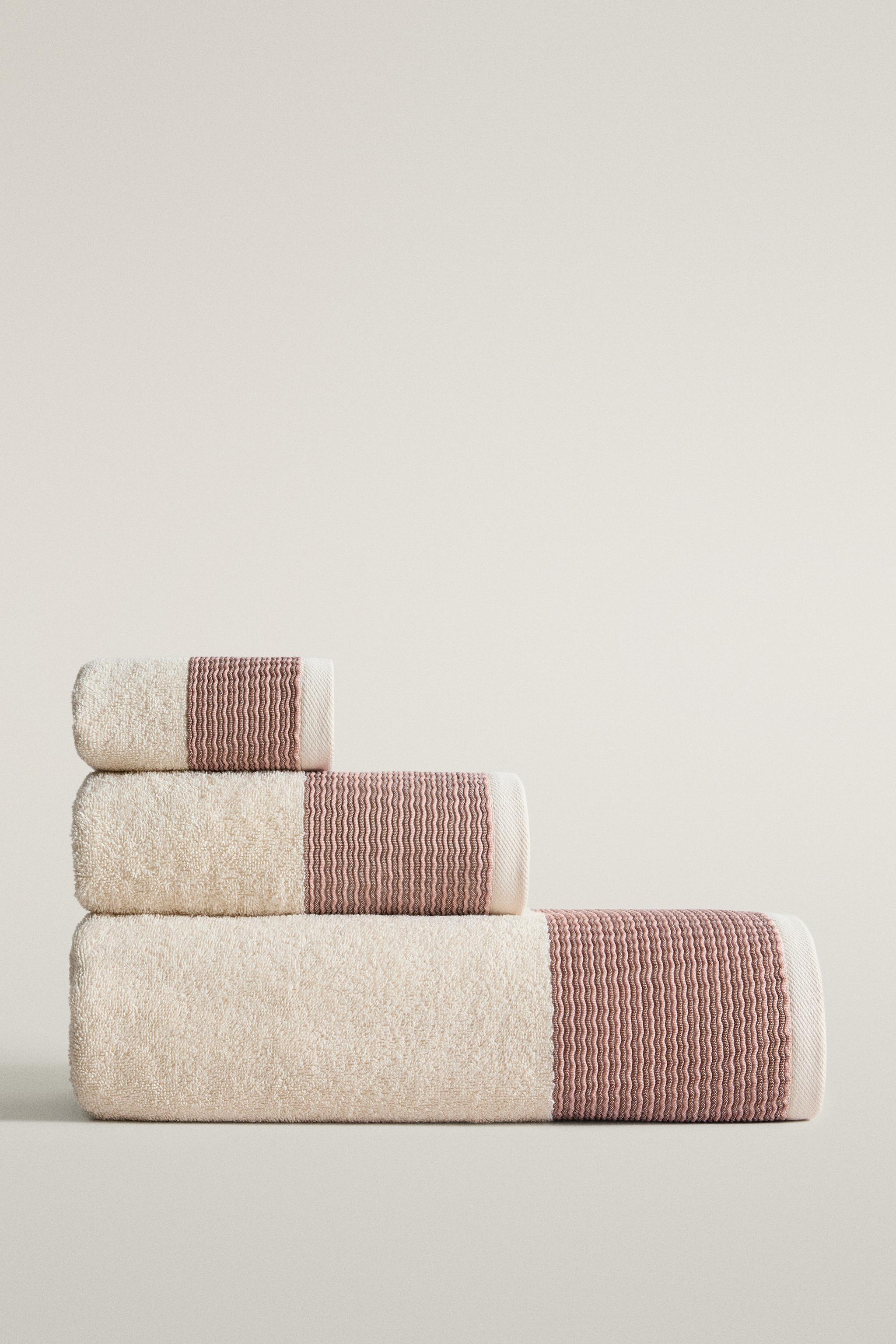 SERVIETTE DE BAIN VELOURS RAYURES