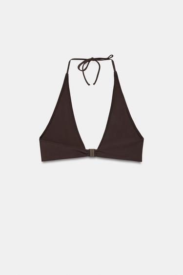 TOP BIKINI HALTER PIÈCE MÉTALLIQUE - Aubergine foncé de Zara - Image 7