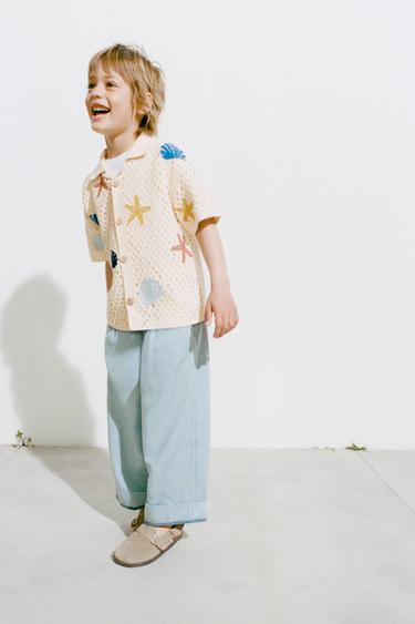 PANTALÓN FLUIDO CON LINO - Azul claro de Zara