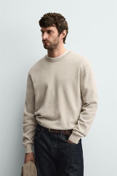 REGULAR FIT CASHMERE JUMPER - Ecru / Marl by Zara