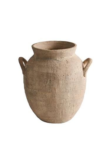 Zara OVAL DECORATIVE CERAMIC VASE - Ecru / Beige