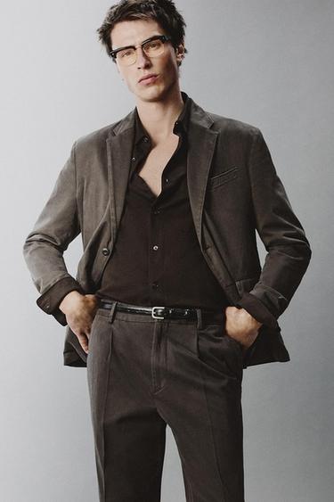 WASHED-EFFECT SUIT TROUSERS - Taupe grey by Zara