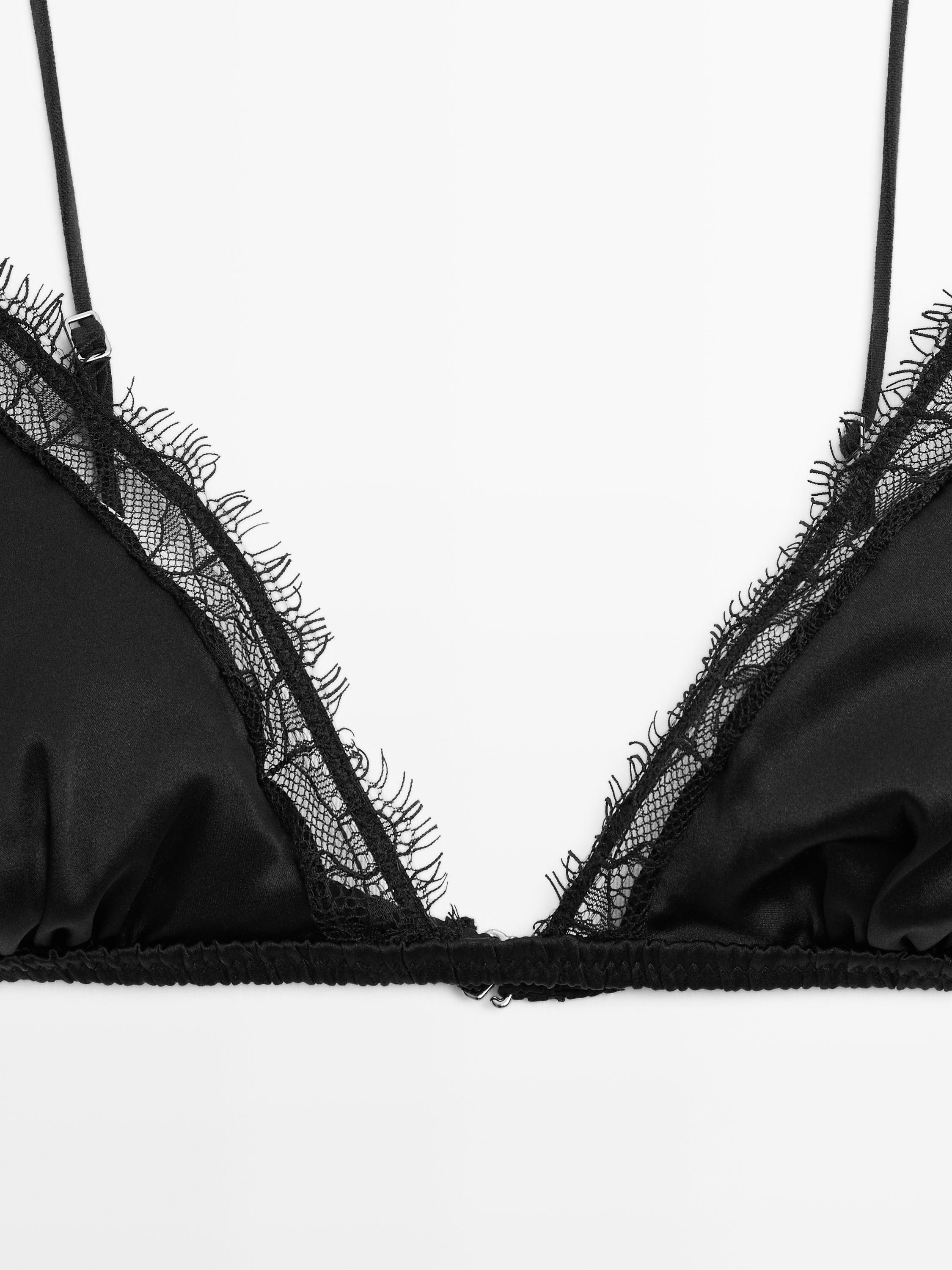 Silk and lace triangle bralette
