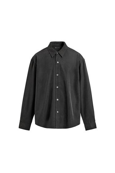 Zara RELAXED FIT FLOWY SHIRT - Black