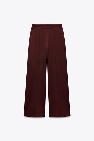 WIDE RIBBED TROUSERS - Burgundy by Zara - Image 0