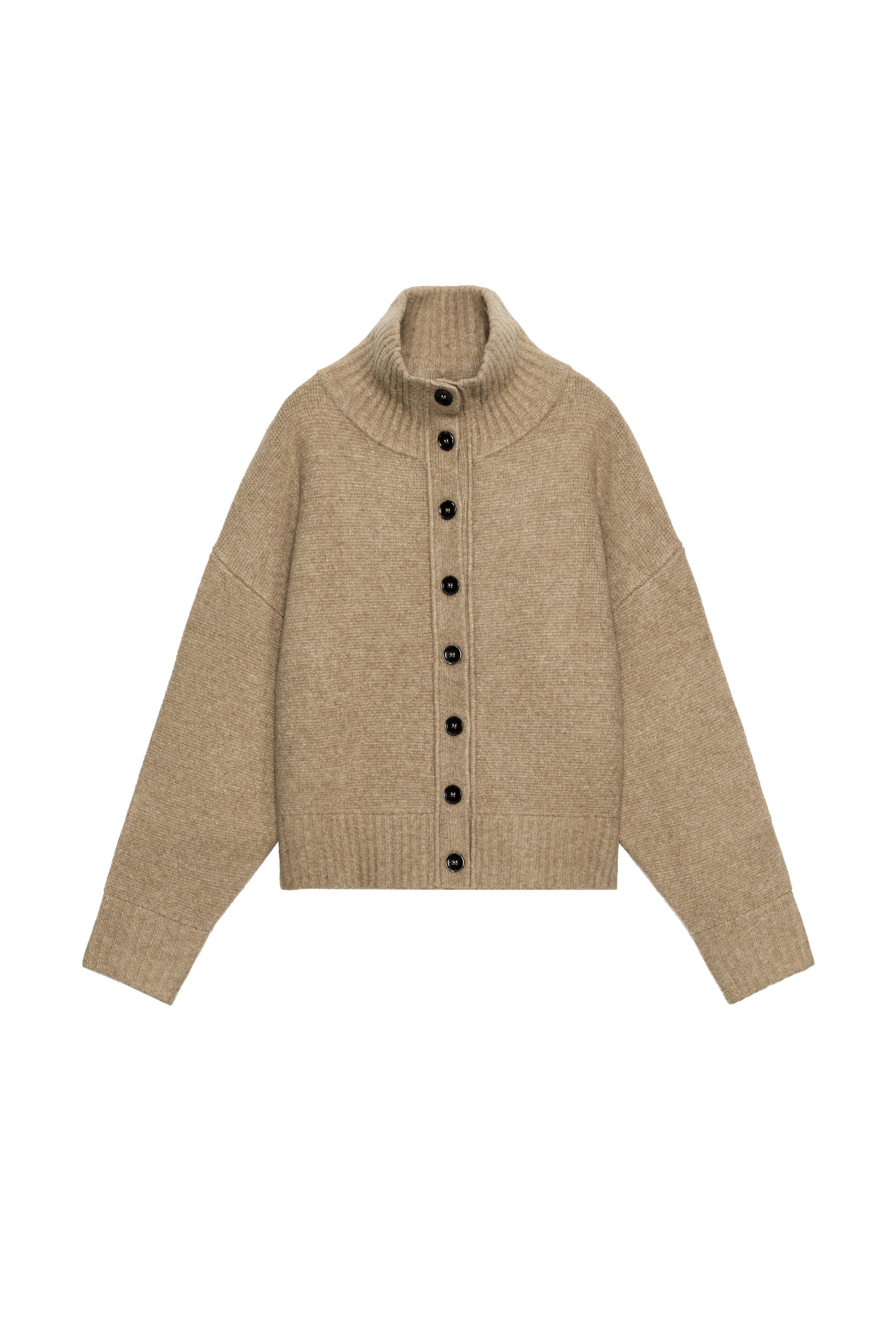 ハイネックニットカーディガン - ゴールデンブラウン | ZARA Japan / 日本