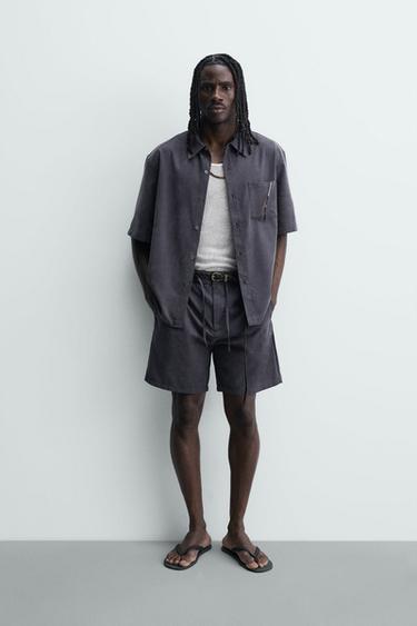 Zara 垂墜感休閒短褲 - 海藍色 - 圖片 0