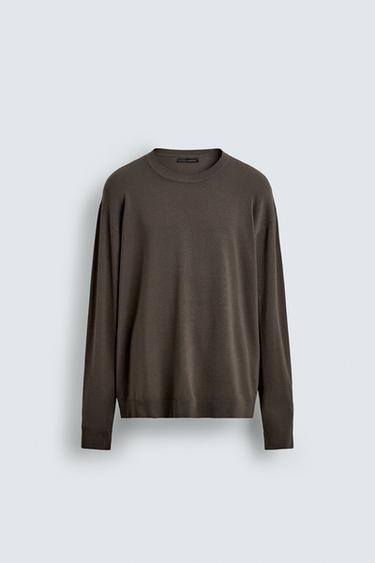 Zara BASIC REGULAR FIT JUMPER - Dark brown